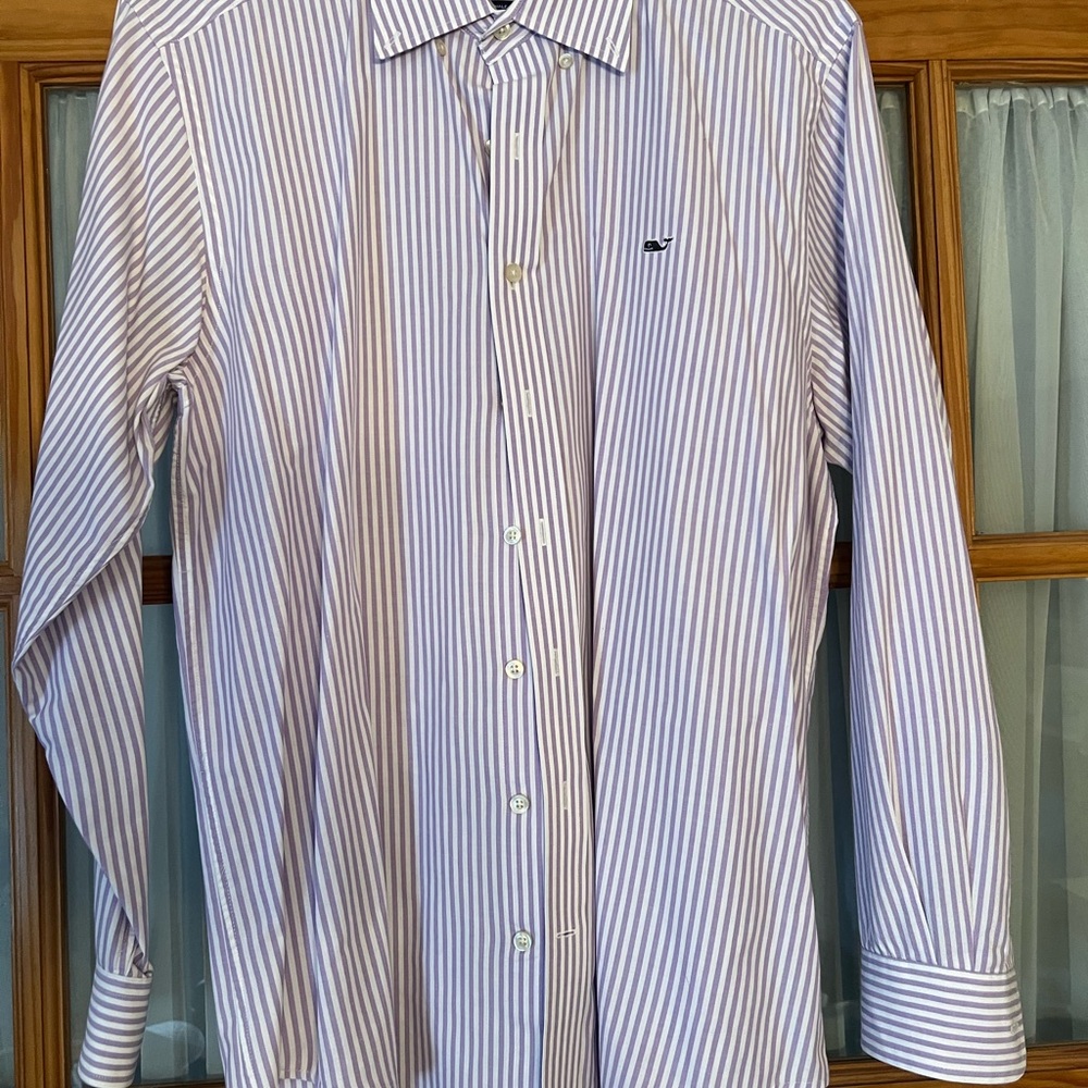 Vineyard Vines Men's Striped Shirt - Purple and White